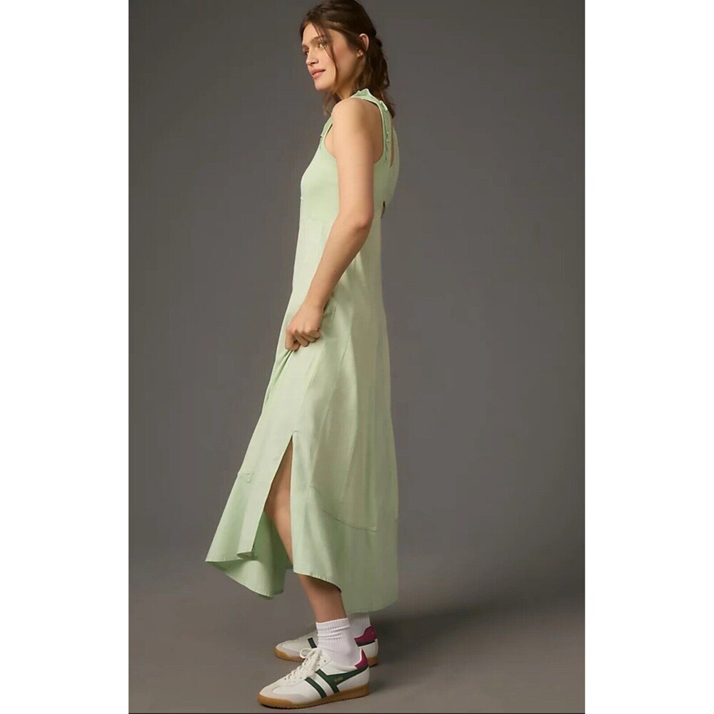 Anthropologie Daily Practice Maxi Dress Women Green Back Detail Cotton Sz XS NWT